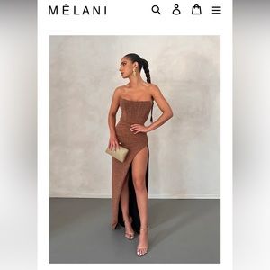 Melani the label Eva Gown in Bronze Foil. BRAND NEW NEVER WORN WITH TAGS.